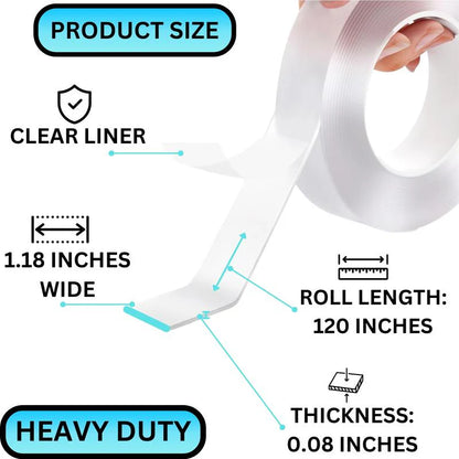 🔥 Buy 1 Get 1 Free – Nano Grip Double-Sided Tape for Wall Décor & Posters 🏠 (Pack of 2) - No Drill, No Mess!