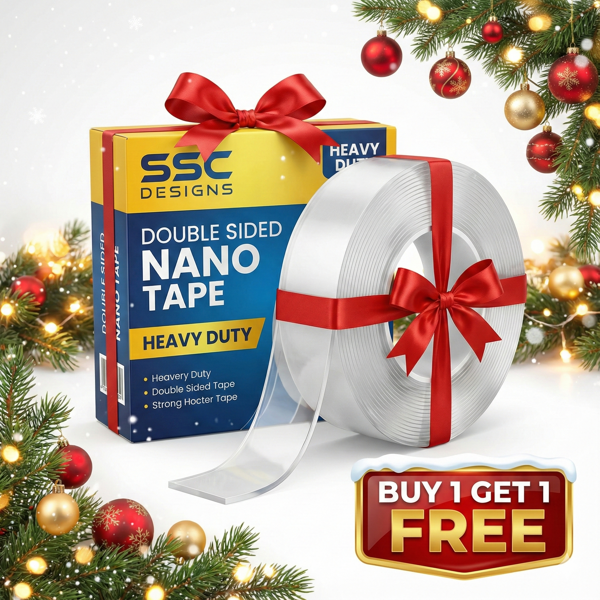 🔥 Buy 1 Get 1 Free – Nano Grip Double-Sided Tape for Wall Décor & Posters 🏠 No Drill, No Mess!